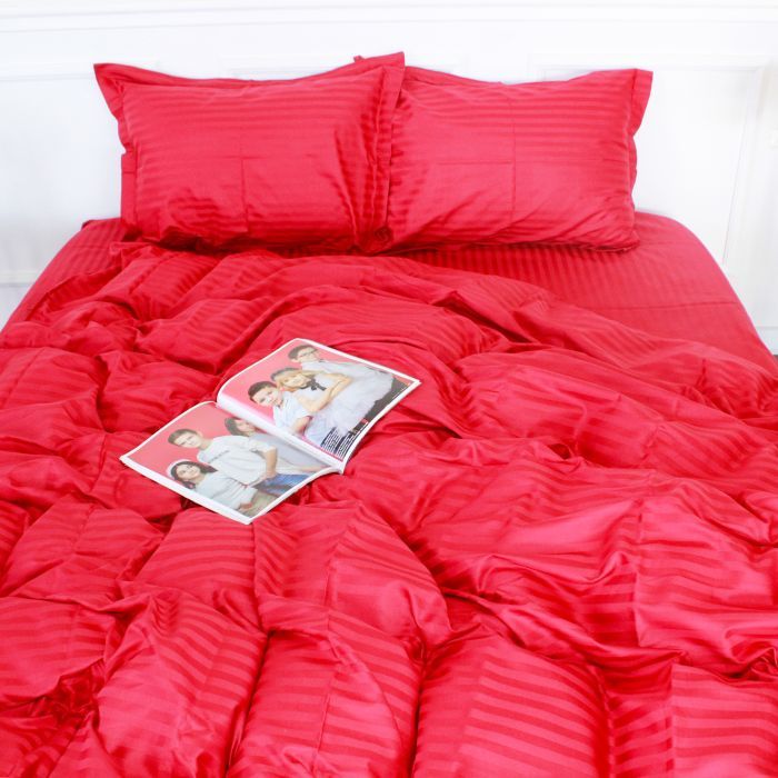 Постельное белье MirSon SatinStripe 30-0018Red 160х220 Полуторный Евро Фото