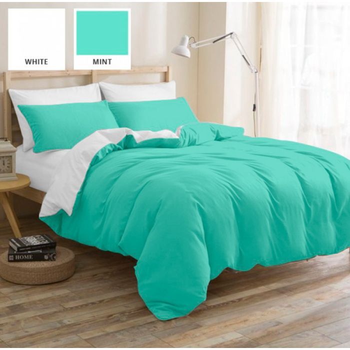 Постельное белье MirSon Бязь Premium White-Mint 160х220 Фото