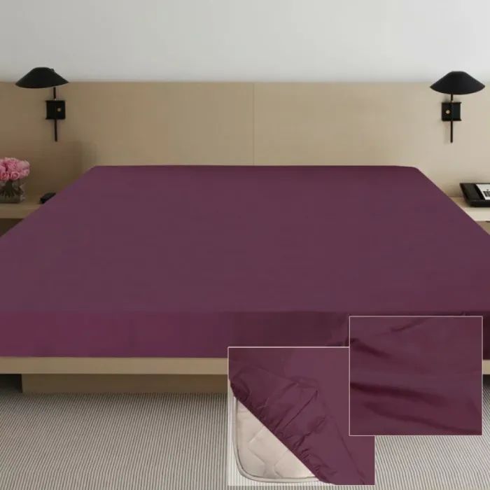 Простынь Ярослав на резинке сатин 06 вишневый 200х180х20 Фото