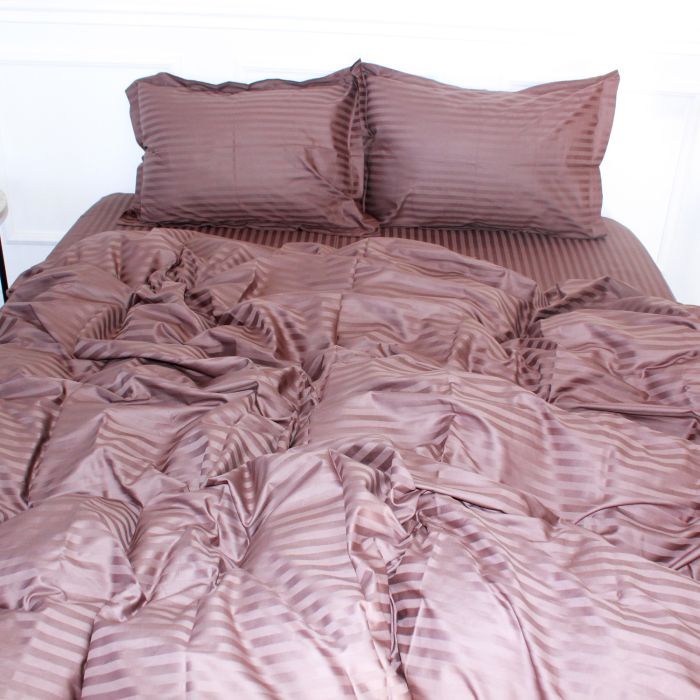 Пододеяльник MirSon Satin Stripe 30-0006 Dark Brown 200х220 см Фото