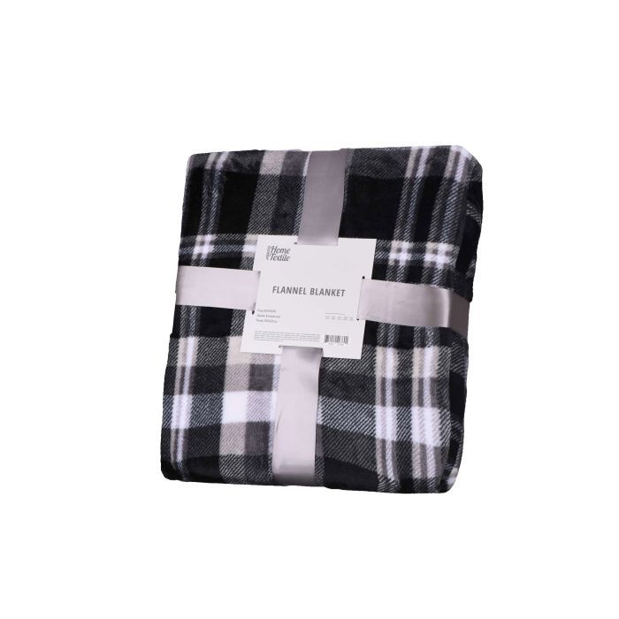 Плед Ardesto Flannel клітинка сіра, 200х220 см Фото
