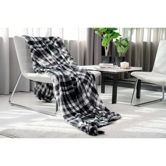 Плед Ardesto Flannel клітинка сіра, 200х220 см Фото 1