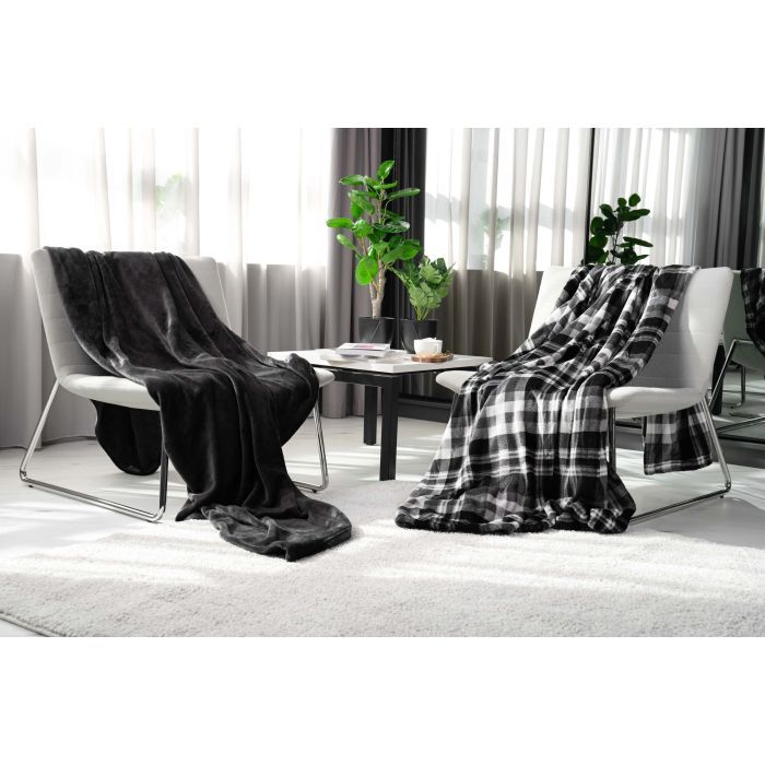 Плед Ardesto Flannel клітинка сіра, 200х220 см Фото 3