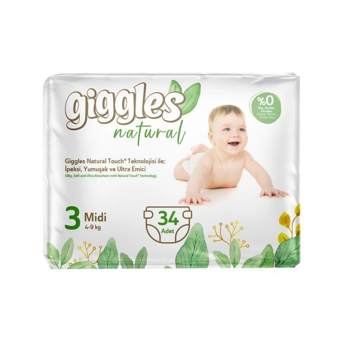 Подгузники Giggles Natural 3 Midi 4-9 кг 34 шт Фото