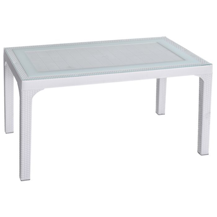 Стол садовый Irak Plastik под ротанг 80х140 см белый Фото