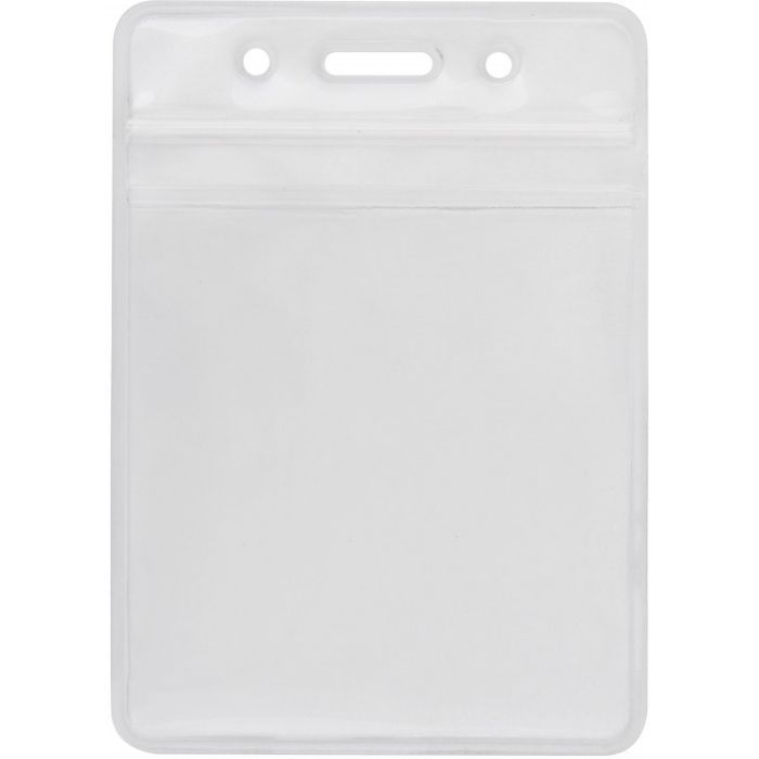 Бейдж Optima вертикальный замок zip lock PVC, 91х128 мм Фото