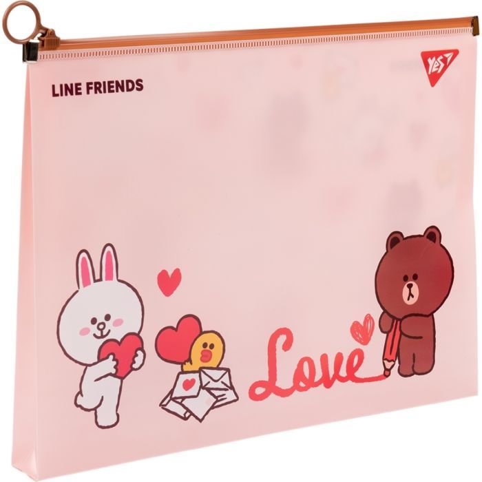 Папка на молнии Yes А4 Line Friends. Brown Фото