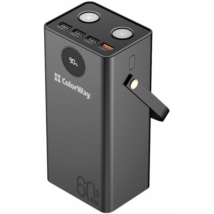 Батарея универсальная ColorWay 60 000 mAh Powerful PD/65W, QC/4.0, AFC, FCP, Blac Фото