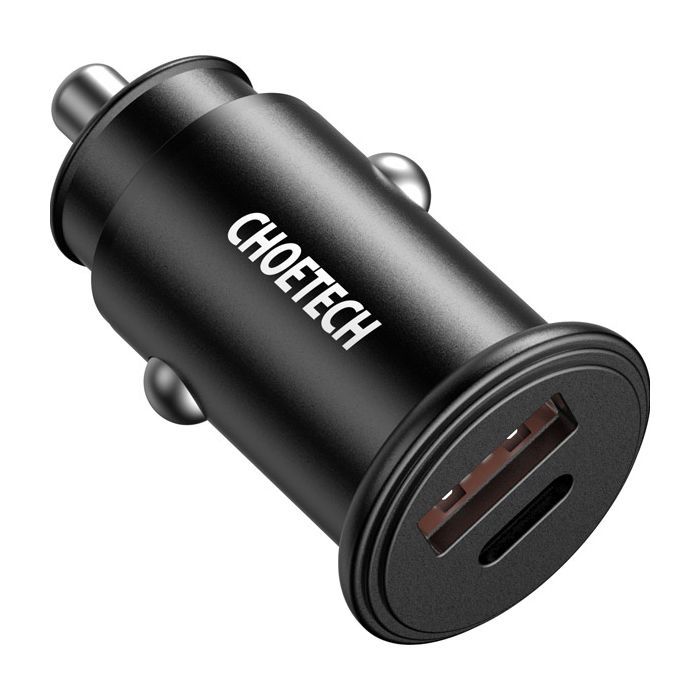 Зарядное устройство Choetech Car USB-A/USB-C 30W QC3.0/PD Фото