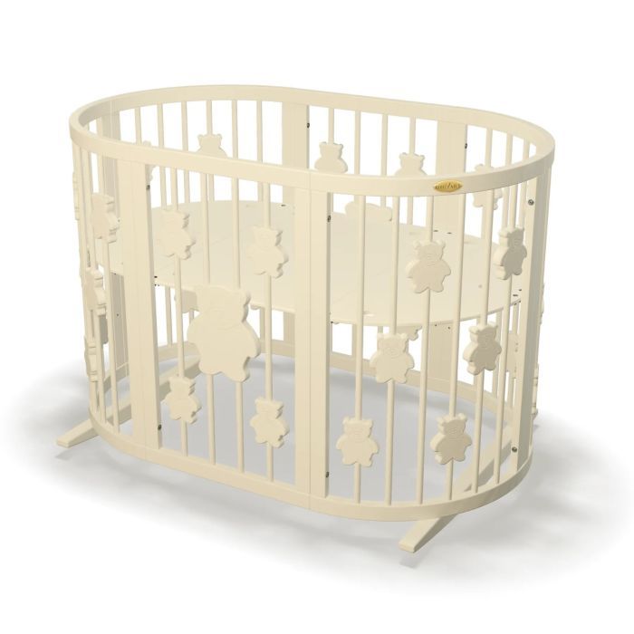 Кроватка Ingvart трансформер Smart Bed Oval (60х72, 60х120, 60х168 Фото