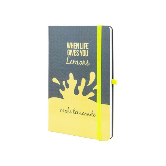 Книга записная Optima А5 LEMONADE, твердая обложка, резинка, линия Фото