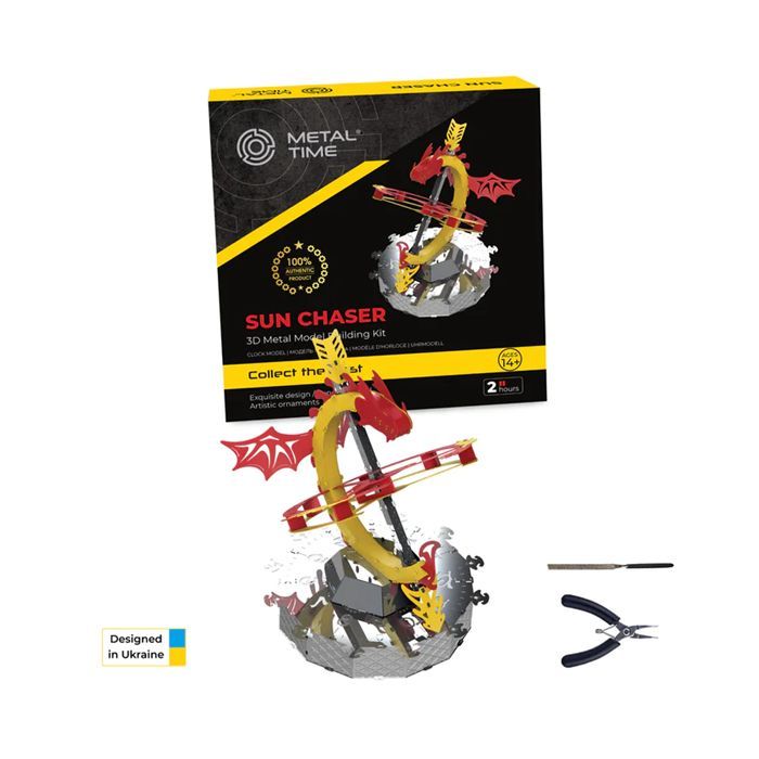 Конструктор Metal Time Колекцiйна модель Sun Chaser Dragon Stand Clock Со Фото