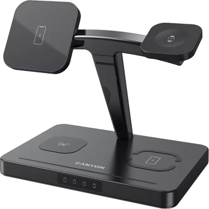 Зарядное устройство Canyon wireless charger WS-404 15W 4in1 Black Фото
