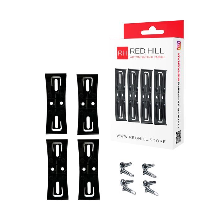 Рамка номерного знака RedHill невидимки чорні к-т 4шт Фото