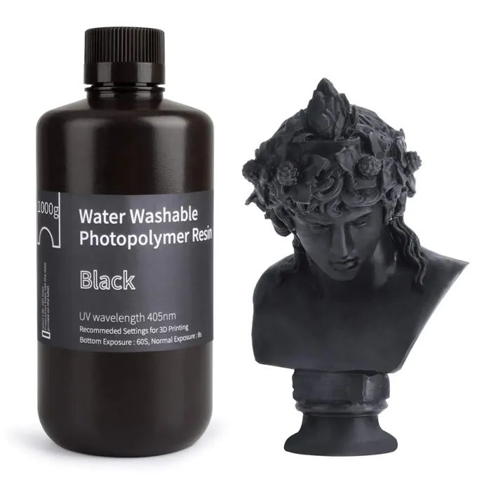 Фотополимерная смола ELEGOO Resin, Water Washable, 1кг, black Фото
