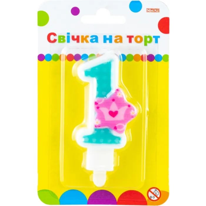 Свеча Maxi Princess "1" висотою 7,62 см Фото