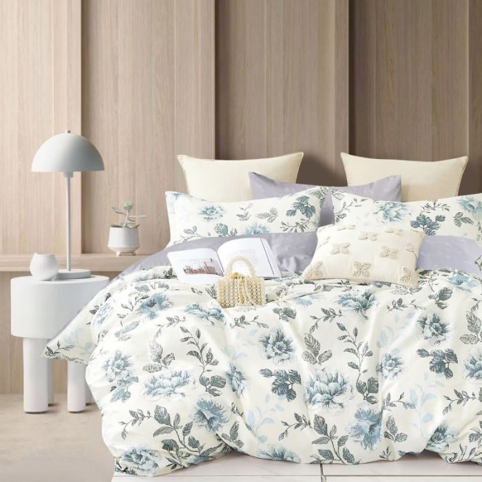 Постельное белье Home Line Сатин Твил Цветочный блюз семейный Фото