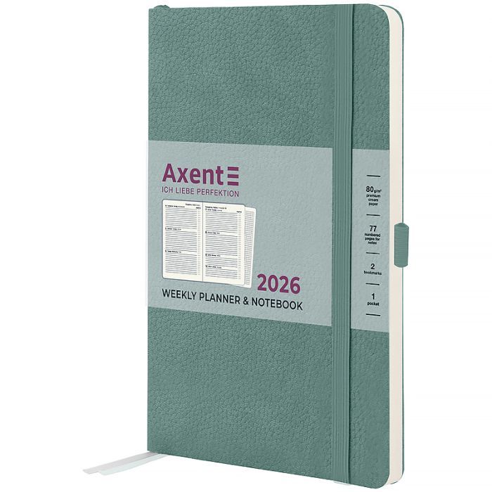 Еженедельник Axent датированный 2026 Partner Soft Skin 125х195, серо- Фото