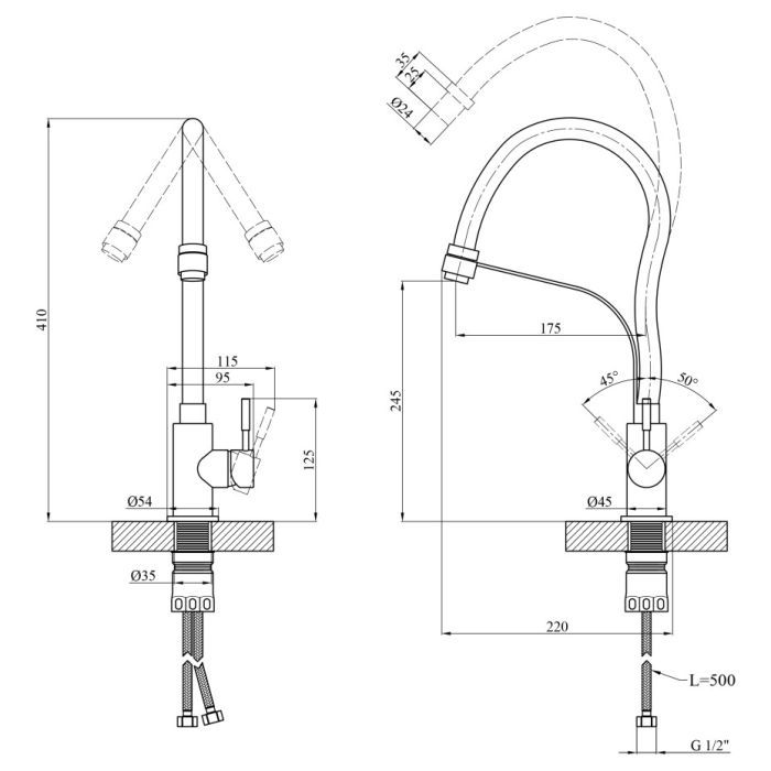 Смеситель Kroner EdelstahlKlassisch-ESG03593GRA Фото