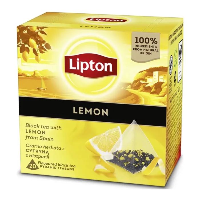 Чай Lipton черный "Lemon" 20 пакетиков Фото