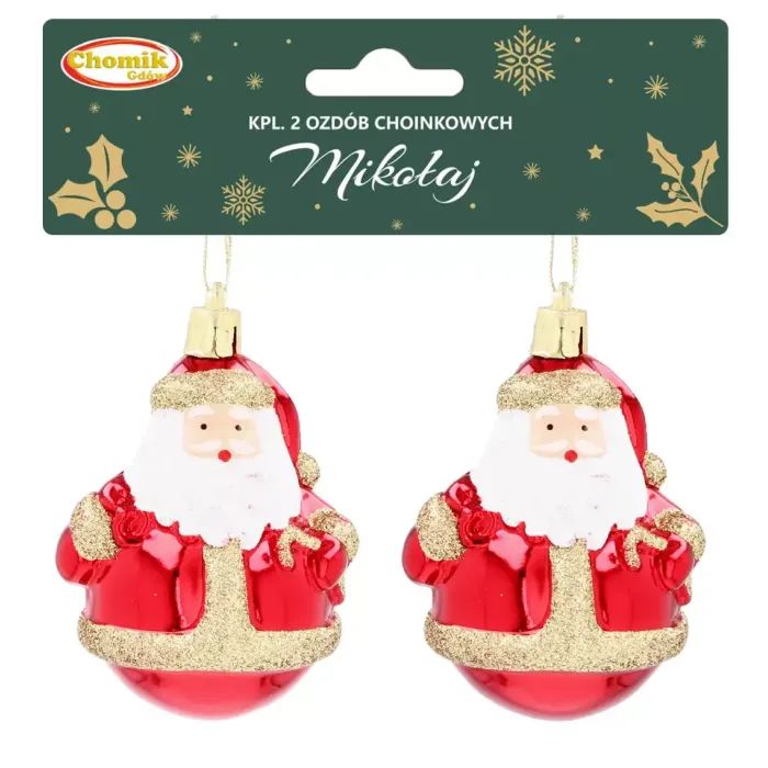 Елочная игрушка Chomik Санта пластикові 2 шт, 8 см Фото