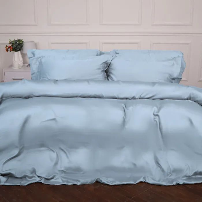 Постельное белье MirSon Tencel №04 Blue 175х210 двуспальный Фото
