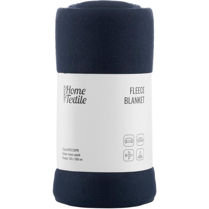 Плед Ardesto Fleece 100% поліестер, синій темний 130х160 см Фото