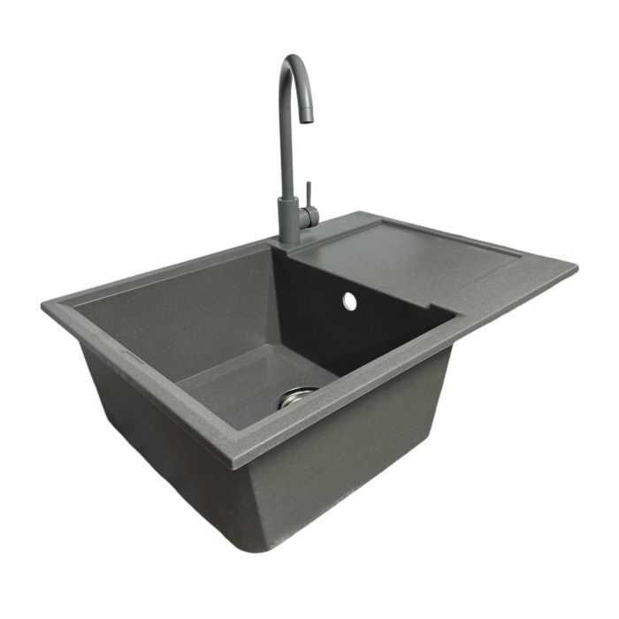 Мойка кухонная Adamant Horizon Medium сірий + змішувач Фото