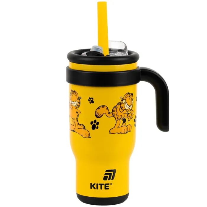 Поильник-непроливайка Kite Garfield термокружка з трубочкою, 530 мл Фото
