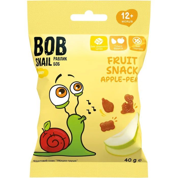 Детские снеки Bob Snail фруктові яблуко-груша 40 г Фото