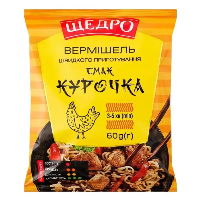 Пища быстрого приготовления Щедро Вермишель с курицей 60 г Фото