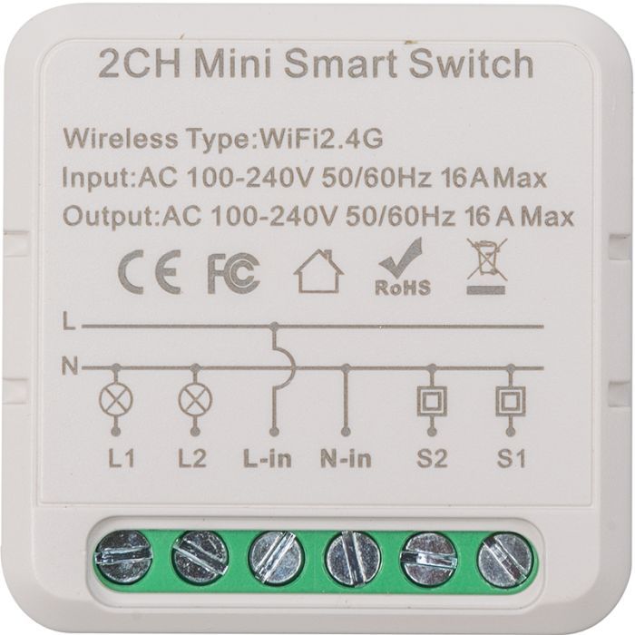 Умное реле TUYA Wifi 16A 2-канальный Фото