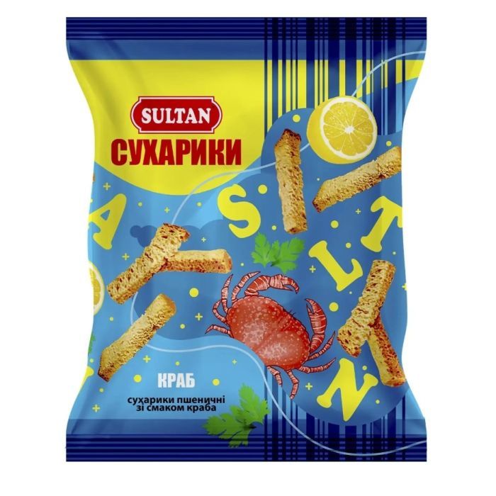 Сухарики Sultan зі смаком краба 90 г Фото
